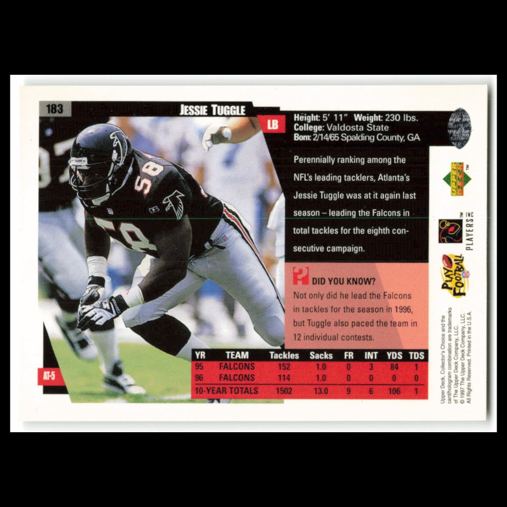 Jessie Tuggle #183 1997 Collectors Choice Atlanta Falcons Football Card NFL NM