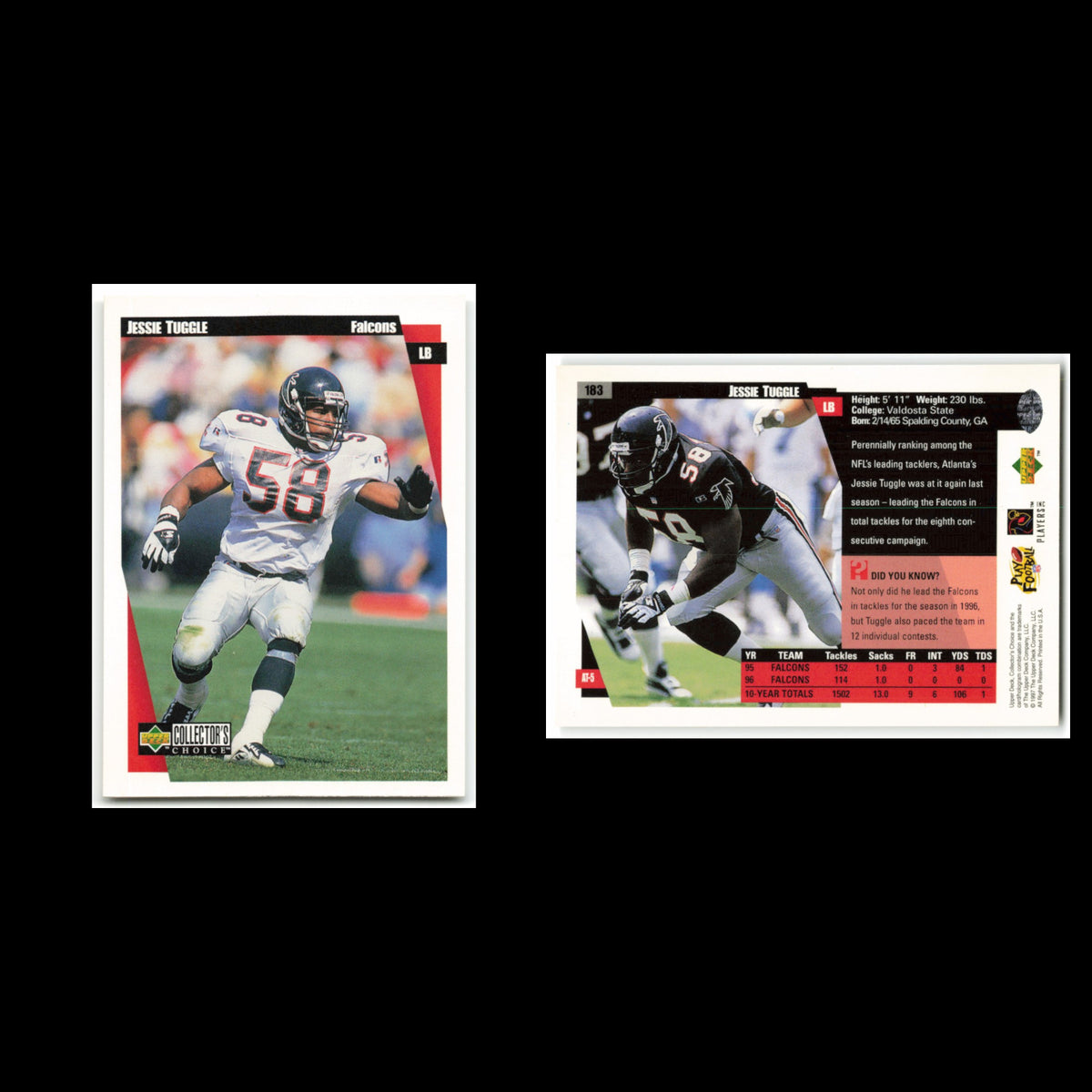 Jessie Tuggle #183 1997 Collectors Choice Atlanta Falcons Football Card NFL NM
