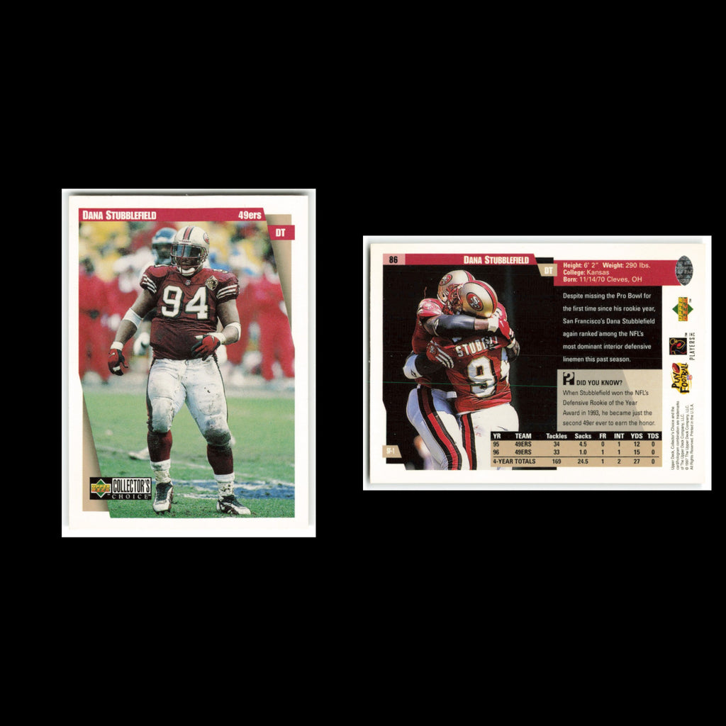 Dana Stubblefield #86 1997 Collectors Choice San Francisco 49ers Football Card