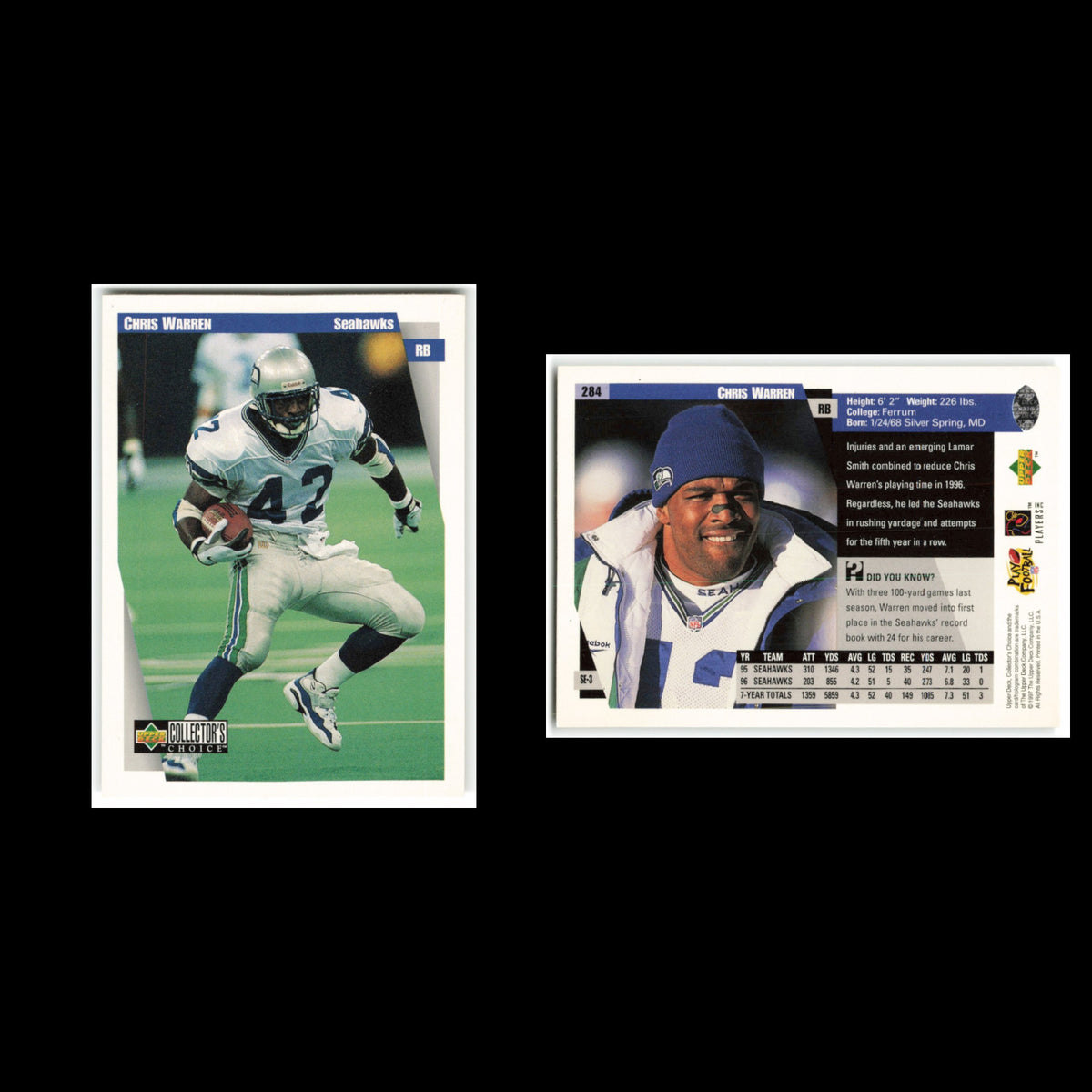 Chris Warren #284 1997 Collectors Choice Seattle Seahawks Football Card NFL NM