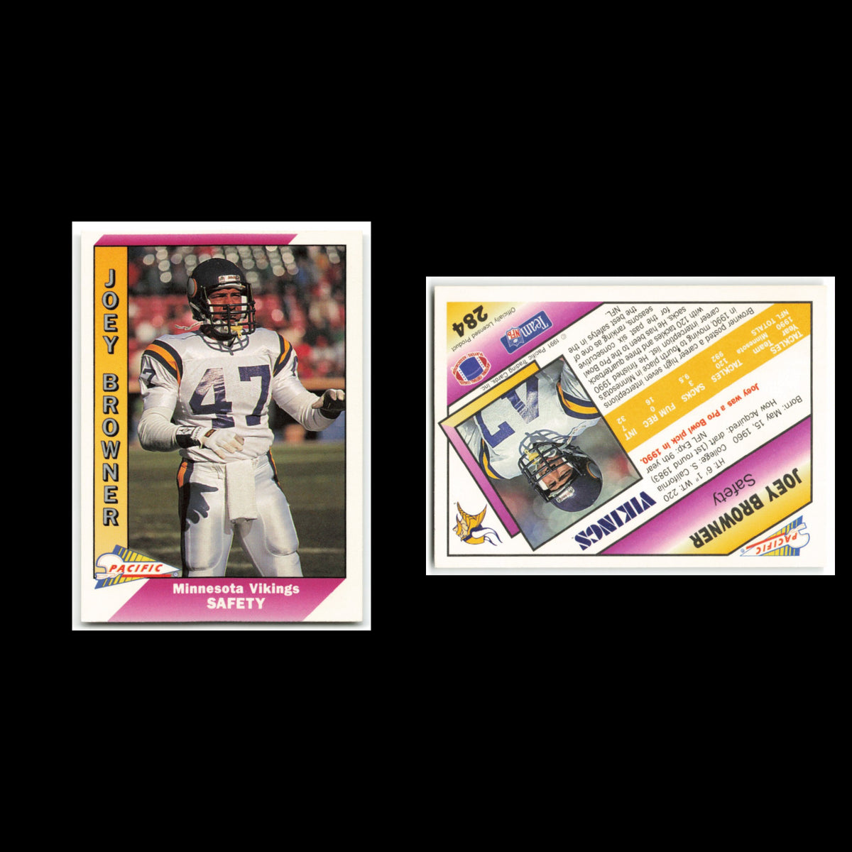 Joey Browner #284 1991 Pacific Minnesota Vikings Football Card NFL NM