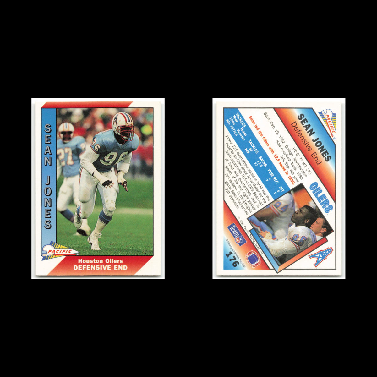Sean Jones #176 1991 Pacific Houston Oilers Football Card NFL NM