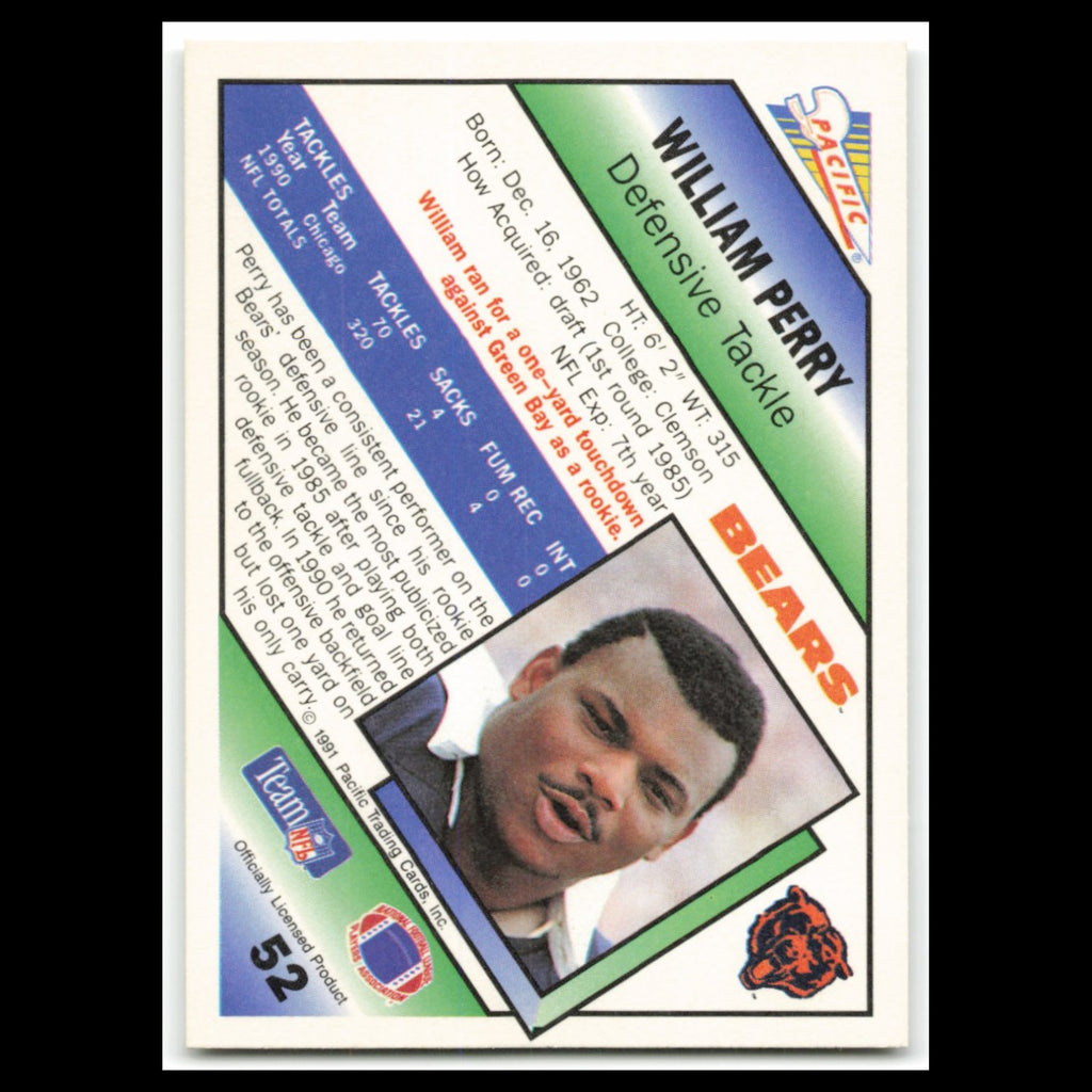 William Perry #52 1991 Pacific Chicago Bears Football Card NFL NM