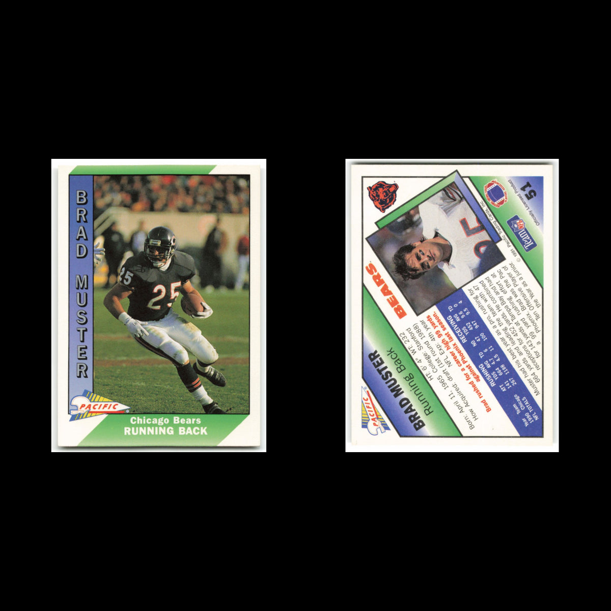 Brad Muster #51 1991 Pacific Chicago Bears Football Card NFL NM
