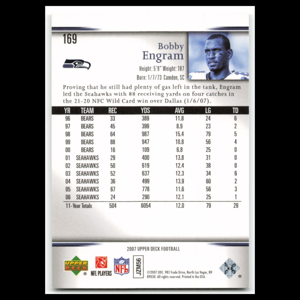 Bobby Engram #169 2007 Upper Deck Seattle Seahawks Football Card NFL NM