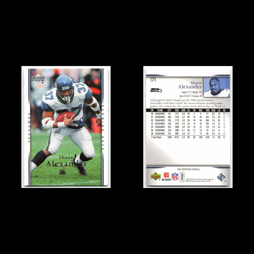 Shaun Alexander #171 2007 Upper Deck Seattle Seahawks Football Card NFL NM