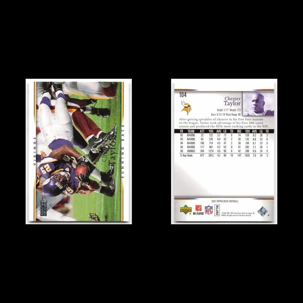 Chester Taylor #104 2007 Upper Deck Minnesota Vikings Football Card NFL NM