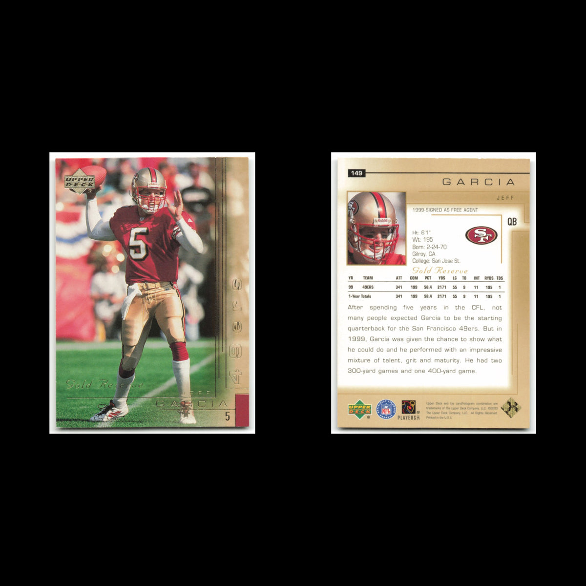 Jeff Garcia #149 2000 Upper Deck Gold Reserve San Francisco 49ers Football Card