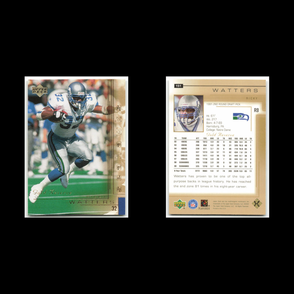 Ricky Watters #151 2000 Upper Deck Gold Reserve Seattle Seahawks Football Card
