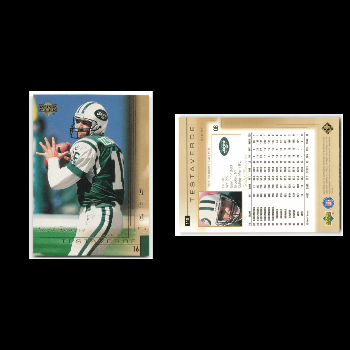 Vinny Testaverde #112 2000 Upper Deck Gold Reserve New York Jets Football Card