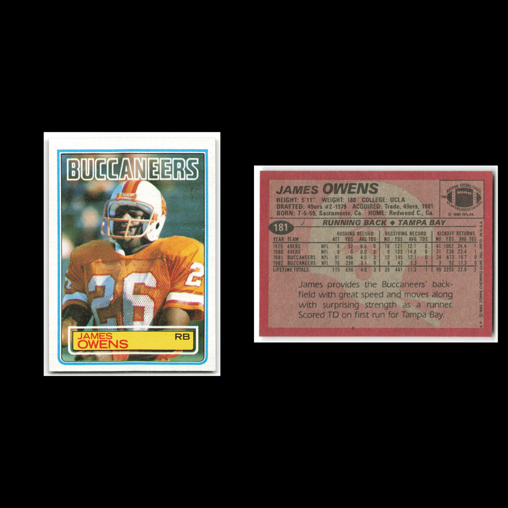 James Owens #181 1983 Topps Tampa Bay Buccaneers Football Card NFL NM