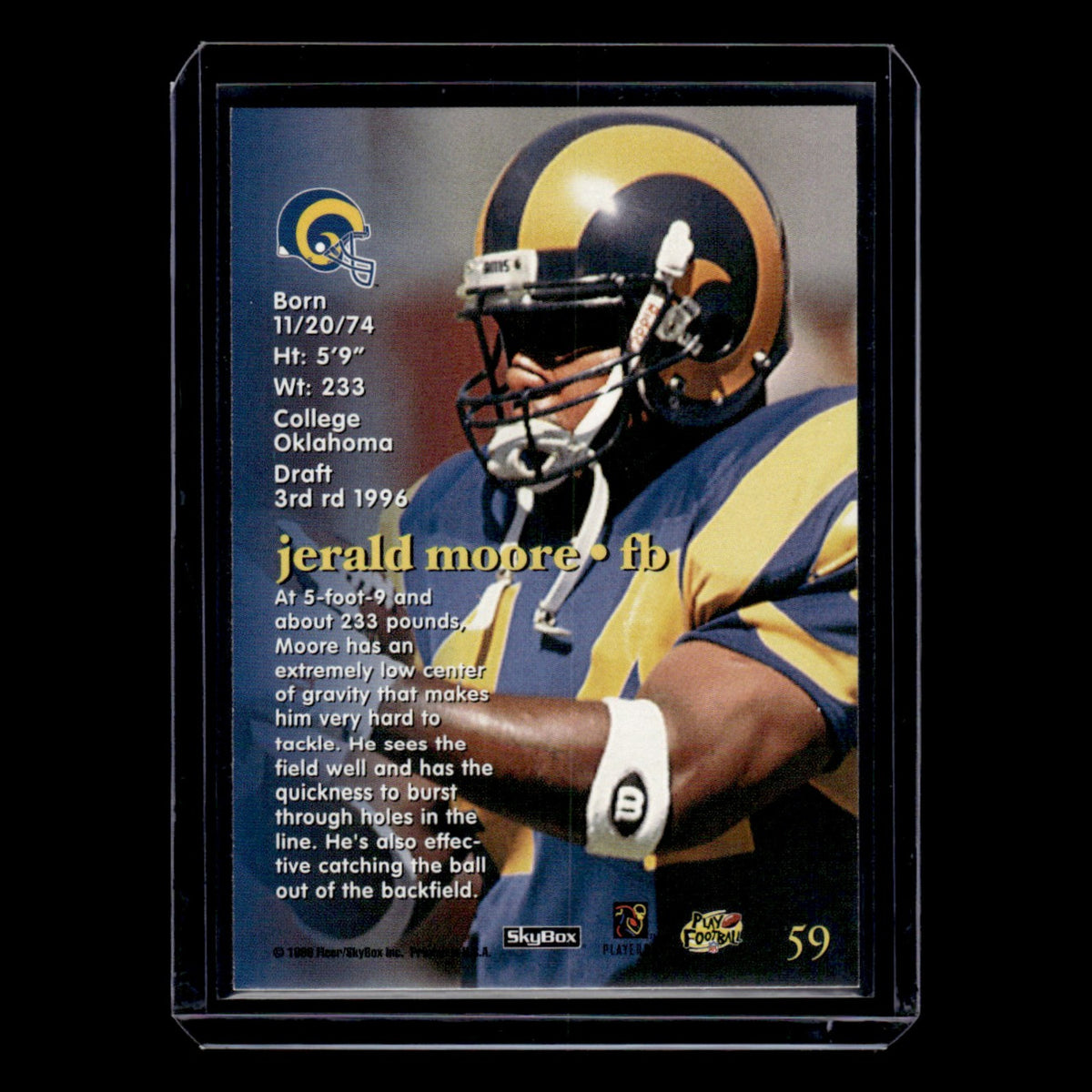 Jerald Moore #59 1996 SkyBox Impact Los Angeles Rams Football Card NFL NM