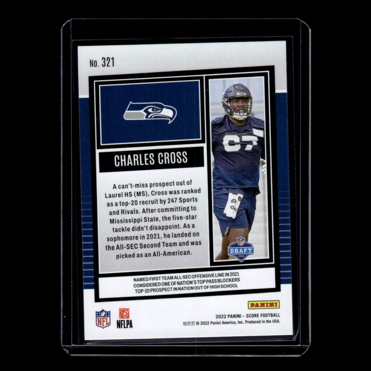 Charles Cross Rookie #321 2022 Score Seattle Seahawks Football Card NFL NM