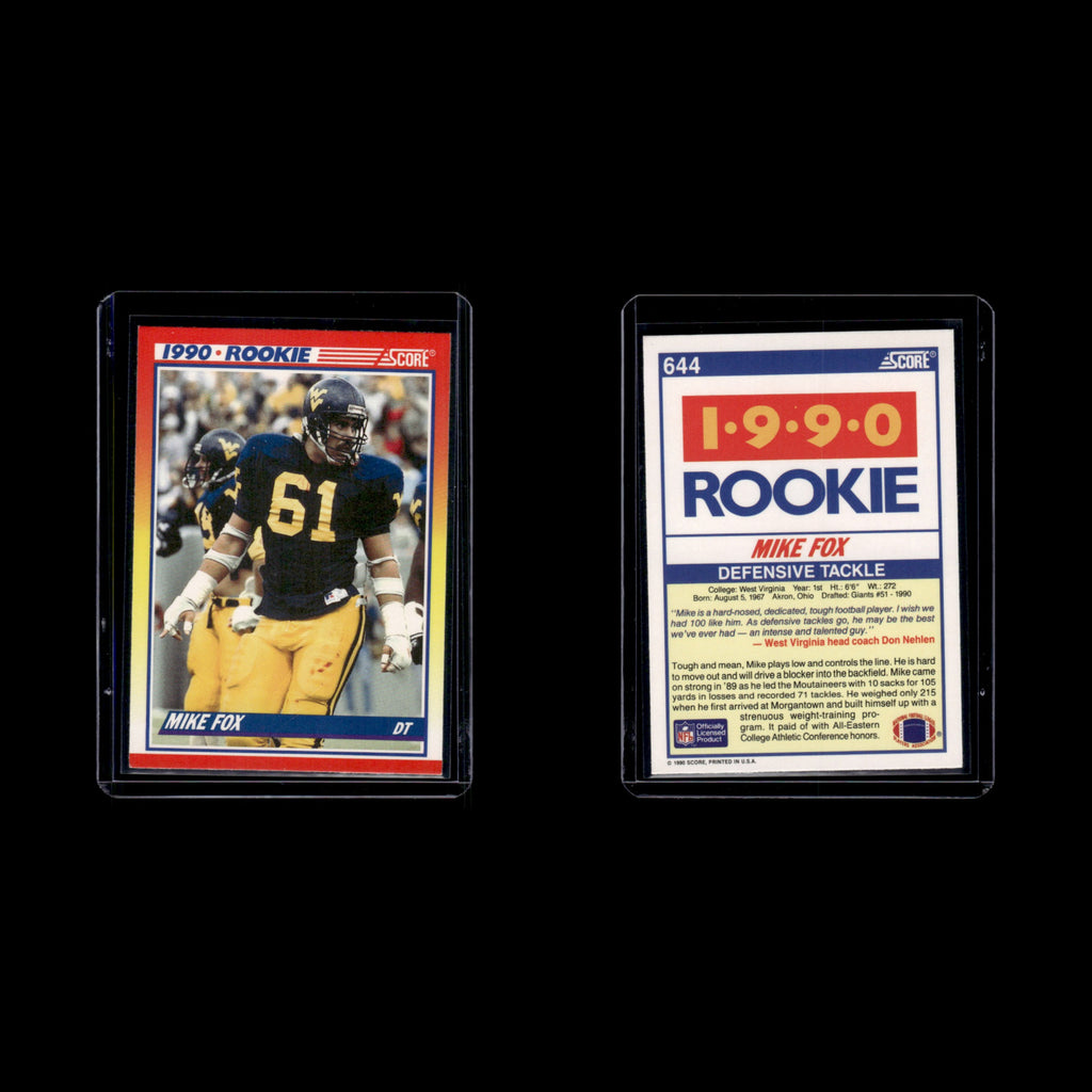 Mike Fox Rookie #644 1990 Score New York Giants Football Card NFL NM