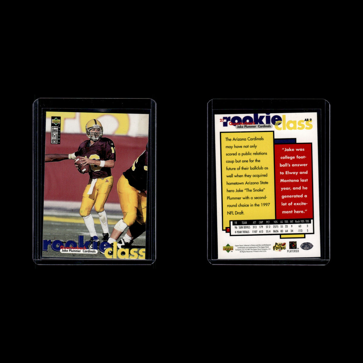 Jake Plummer Rookie #27 1997 Collectors Choice Arizona Cardinals Football Card