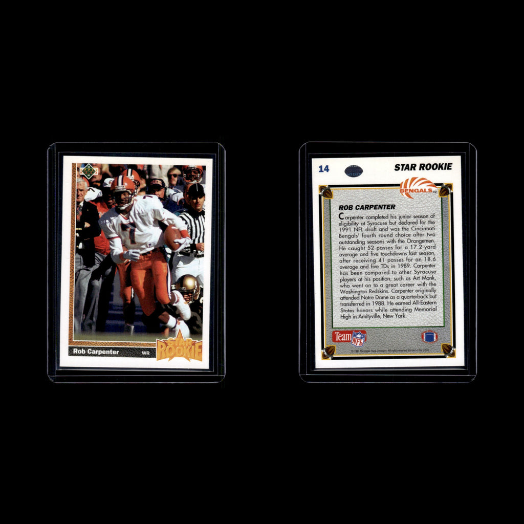 Rob Carpenter Rookie #14 1991 Upper Deck Cincinnati Bengals Football Card NFL NM