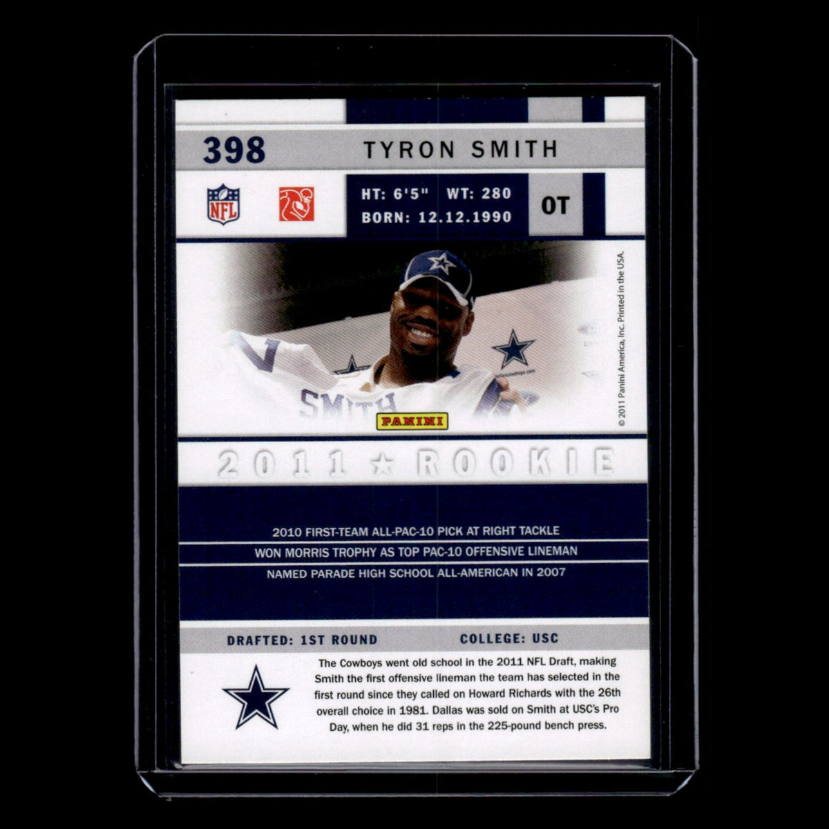 Tyron Smith Rookie #398 2011 Score Dallas Cowboys Football Card NFL NM