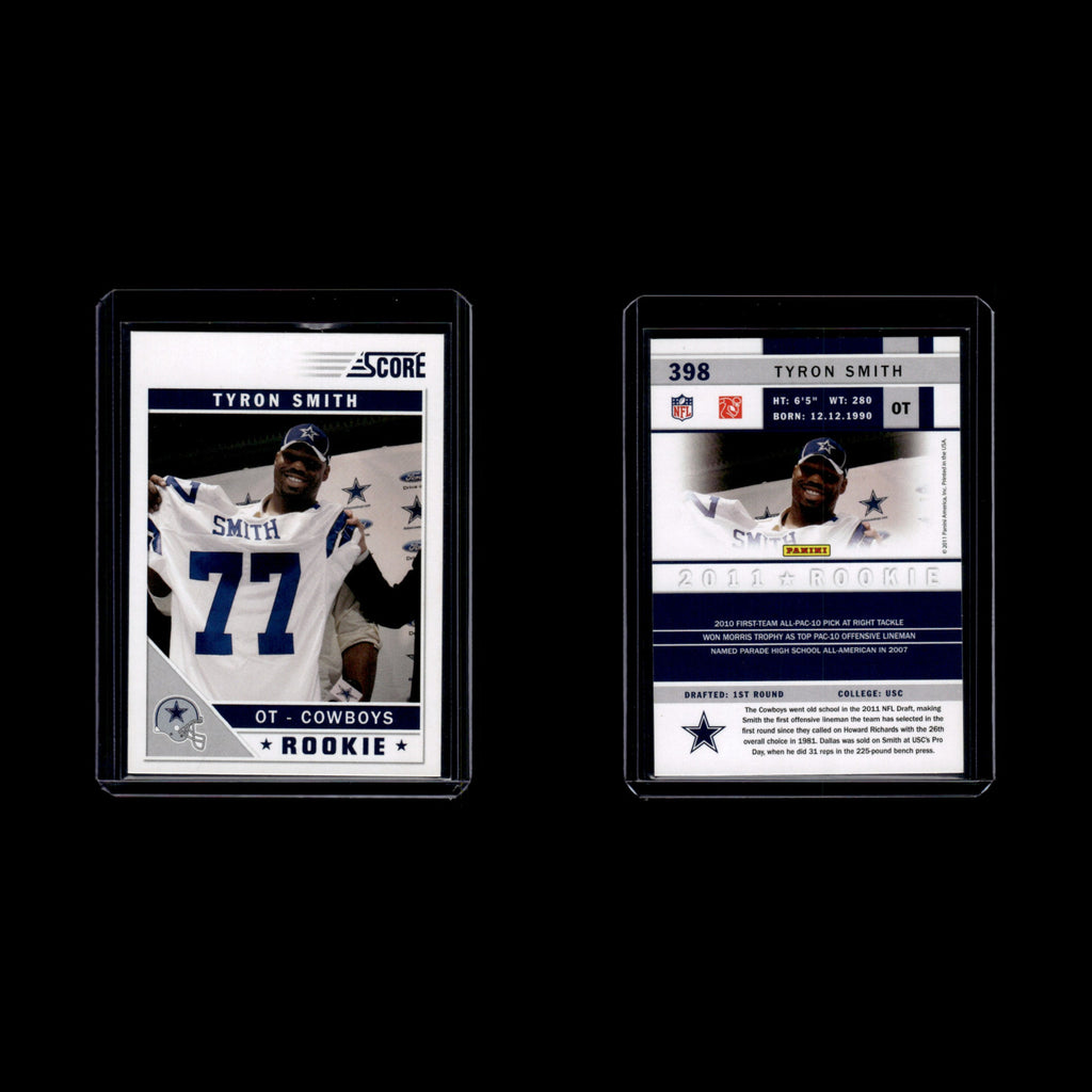 Tyron Smith Rookie #398 2011 Score Dallas Cowboys Football Card NFL NM
