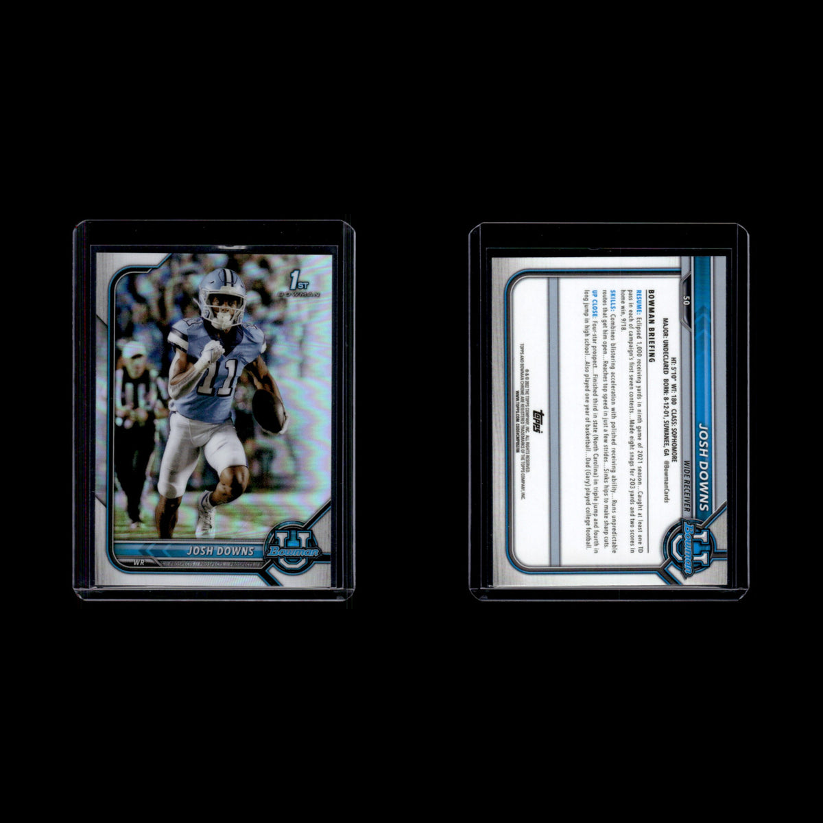 Josh Downs #50 2021 Bowman University North Carolina Tar Heels Football Card NFL