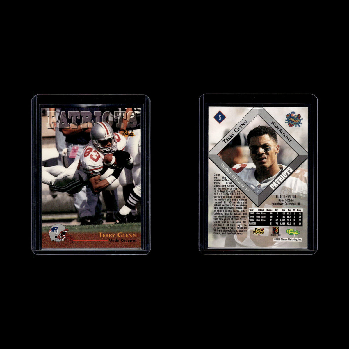 Terry Glenn #5 1996 Classic Draft New England Patriots Football Card NFL NM