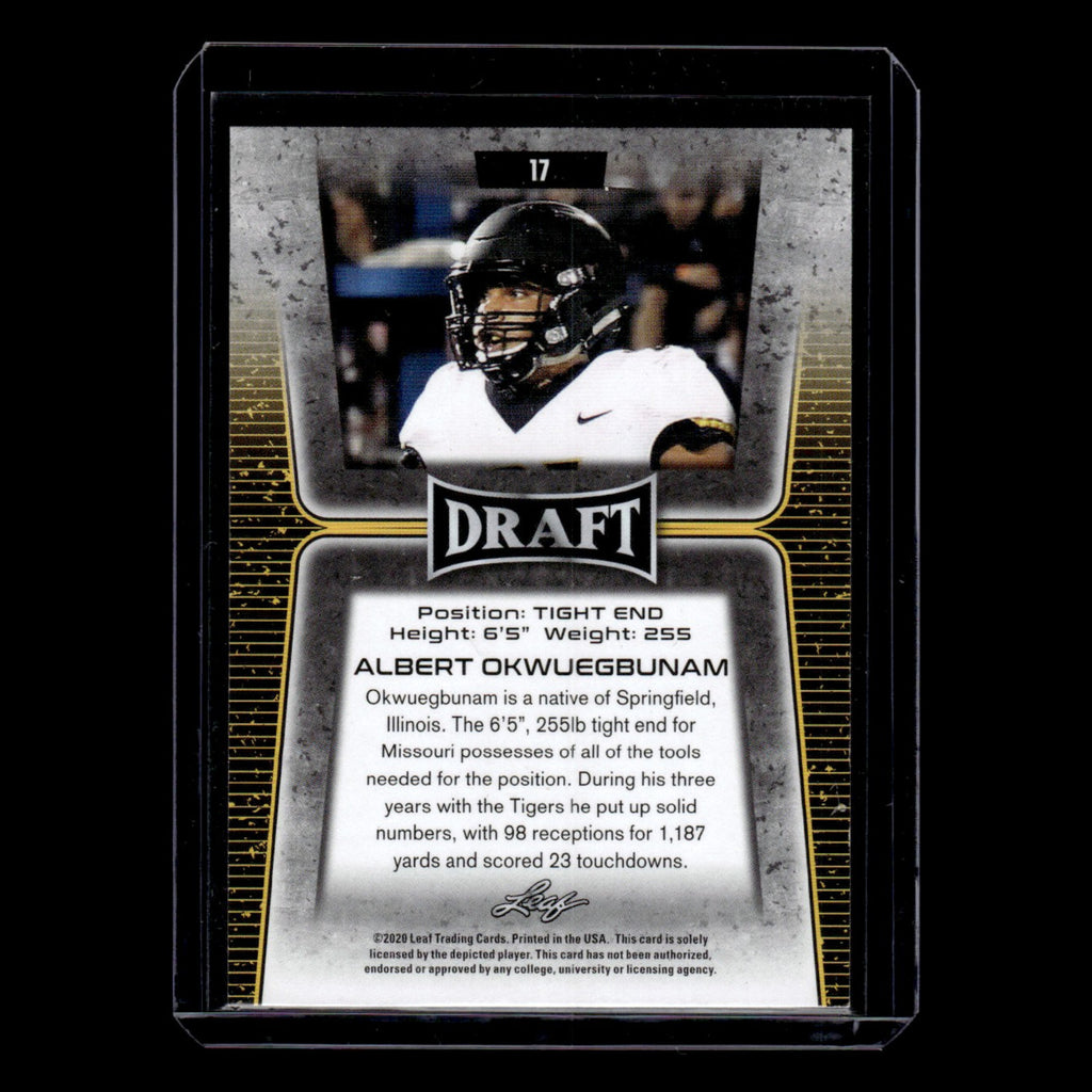 Albert Okwuegbunam Rookie #17 2020 Leaf Draft Missouri Tigers Football Card NFL