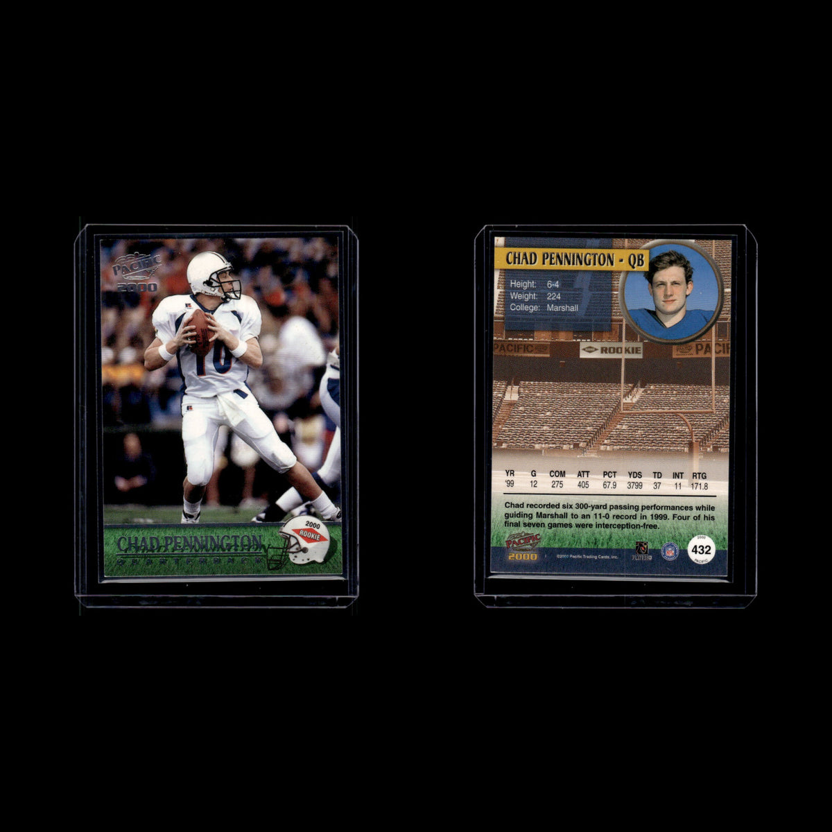 Chad Pennington Rookie #432 2000 Pacific Marshall Thundering Herd Football Card