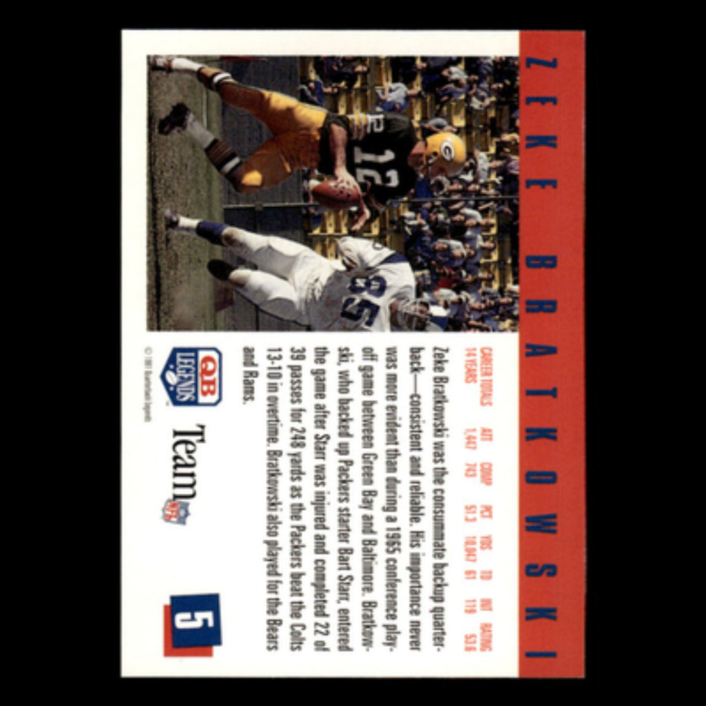 Zeke Bratkowski #5 1991 Quarterback Legends Green Bay Packers Football Card NFL