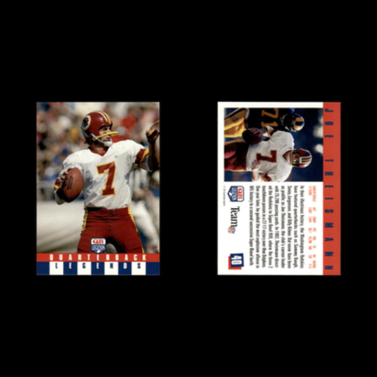 Joe Theismann #40 1991 Quarterback Legends Washington Redskins Football Card NFL