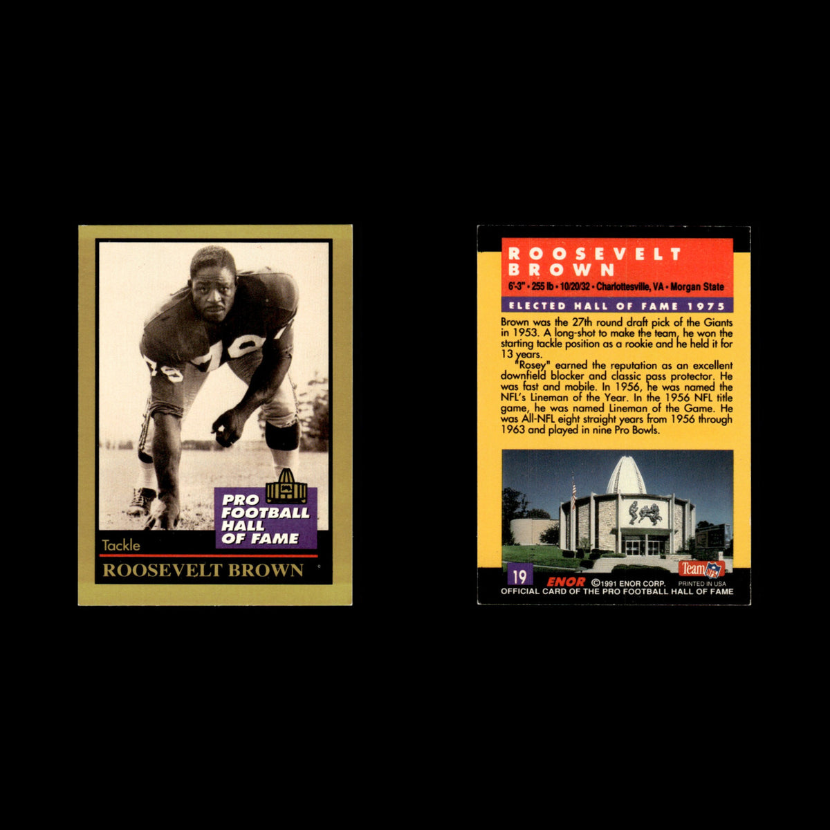 Roosevelt Brown #19 1991 ENOR Pro Football HOF Football Card NFL NM