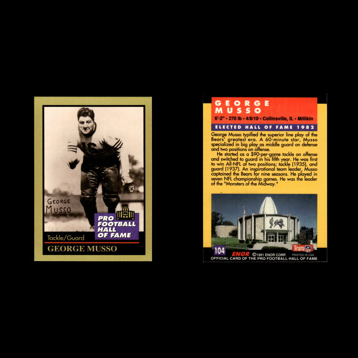 George Musso #104 1991 ENOR Pro Football HOF Football Card NFL NM