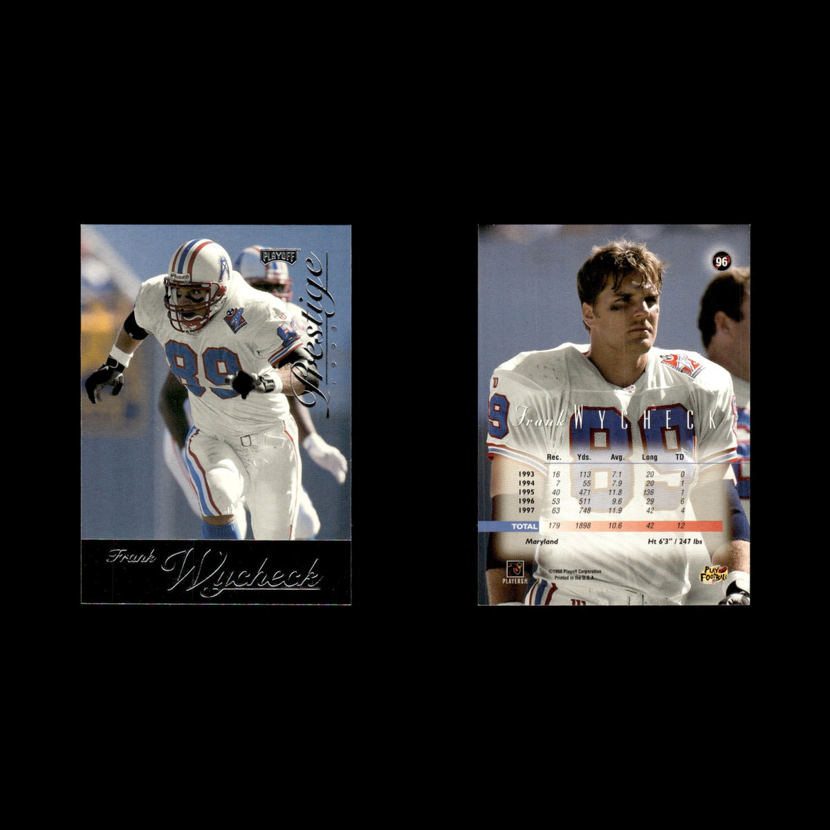 Frank Wycheck #96 1998 Playoff Prestige Tennessee Oilers Football Card NFL NM