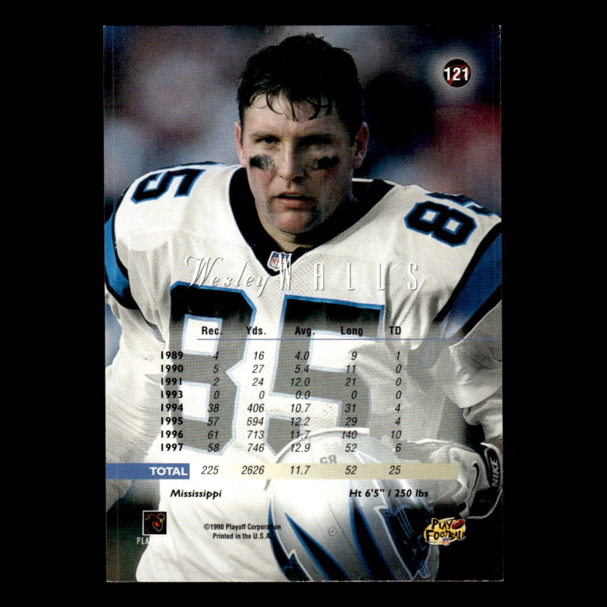 Wesley Walls #121 1998 Playoff Prestige Carolina Panthers Football Card NFL NM