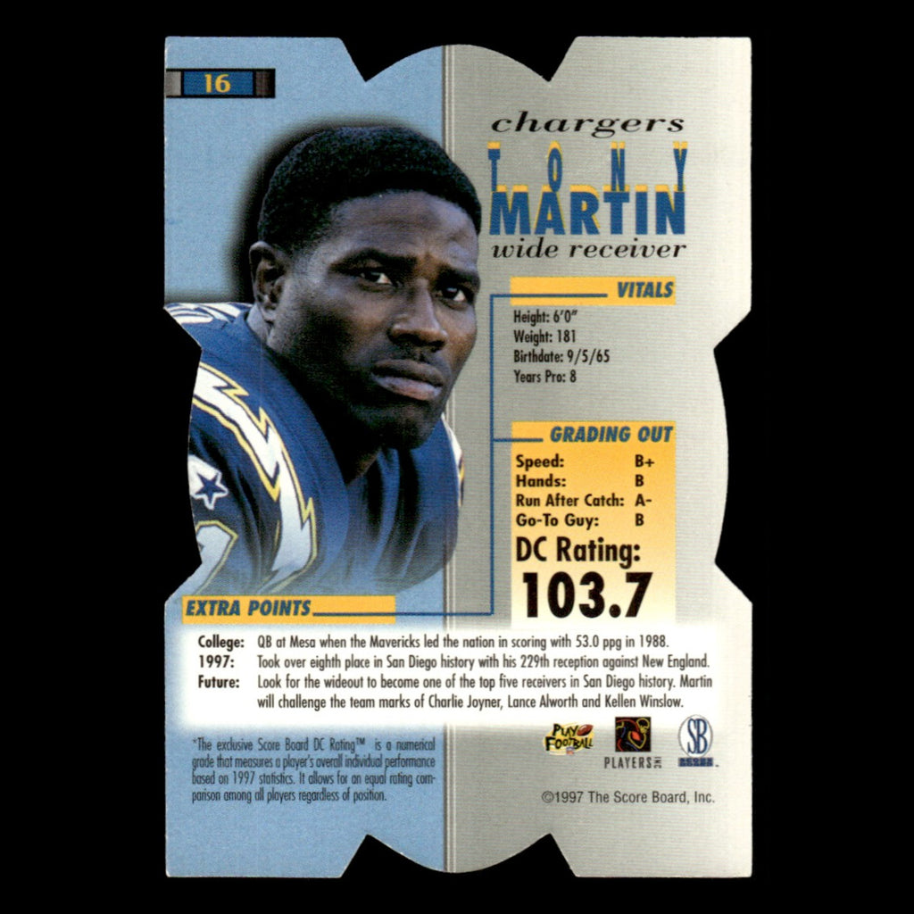 Tony Martin #16 1997 Pro Line DC III Los Angeles Chargers Football Card NFL NM