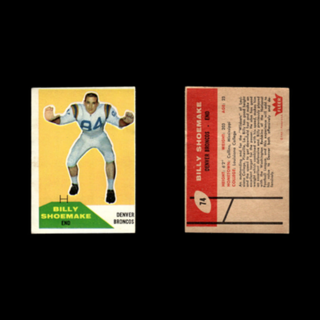 Billy Shoemake #74 1960 Fleer Denver Broncos Football Card NFL EX