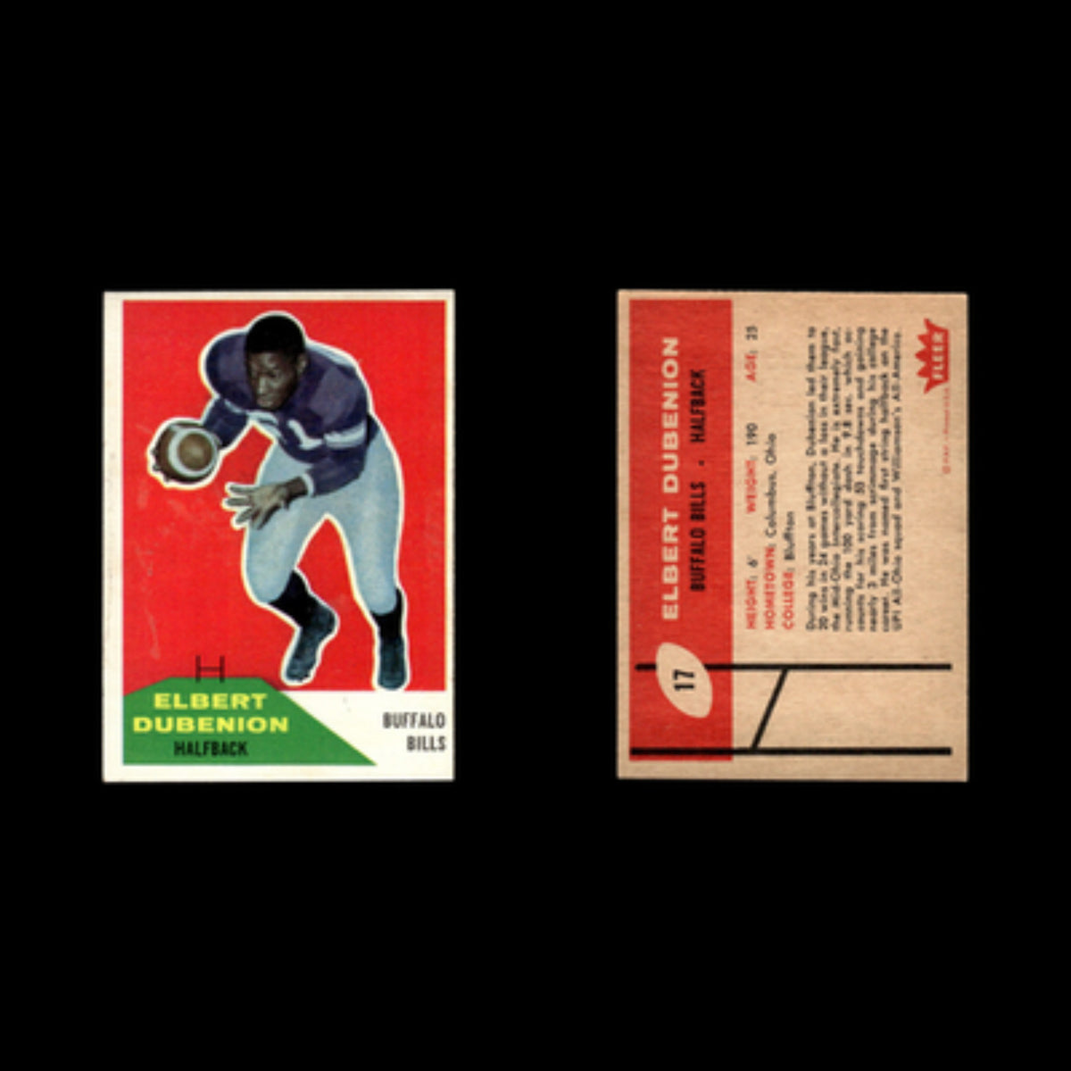 Elbert Dubenion Rookie #17 1960 Fleer Buffalo Bills Football Card NFL EX
