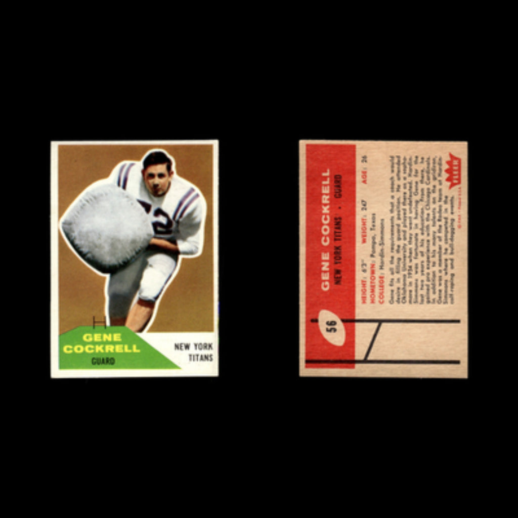 Gene Cockrell #56 1960 Fleer New York Titans Football Card NFL VG