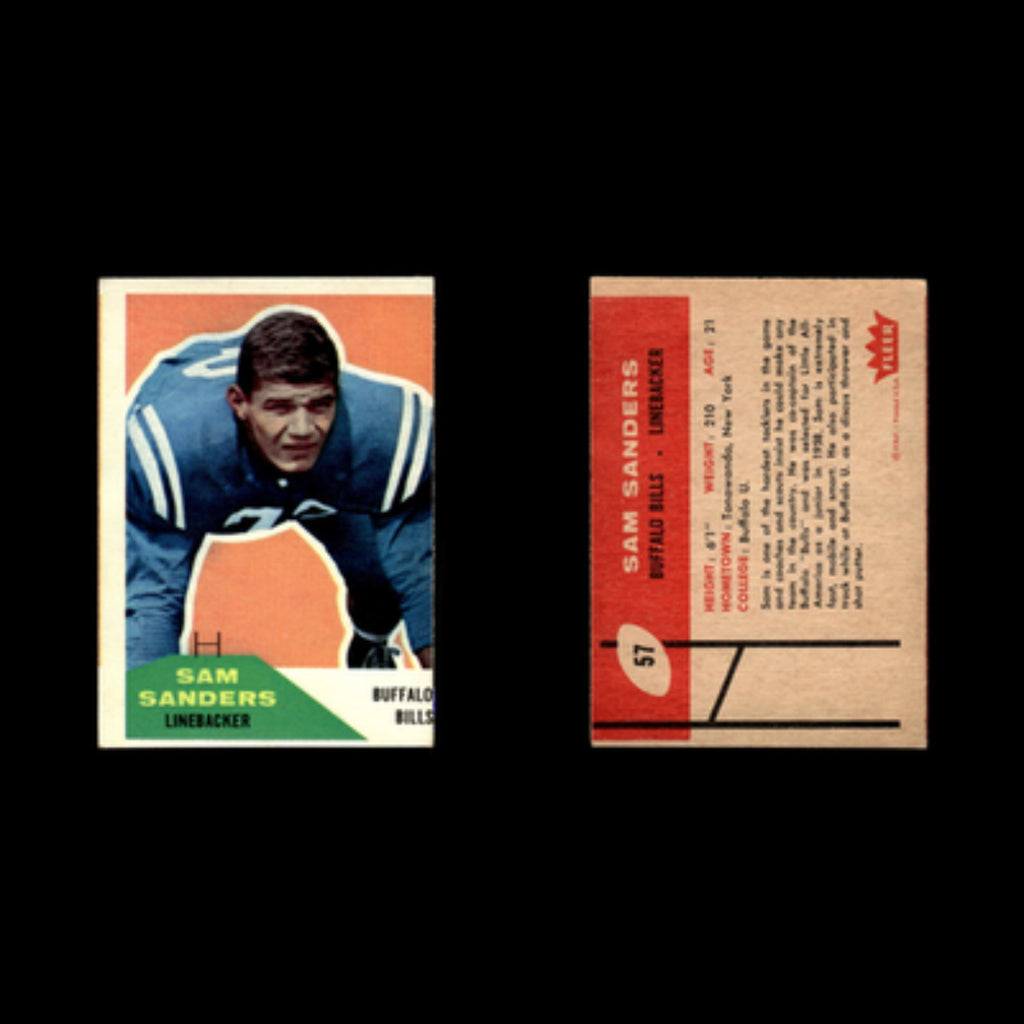 Sam Sanders #57 1960 Fleer Buffalo Bills Football Card NFL NM