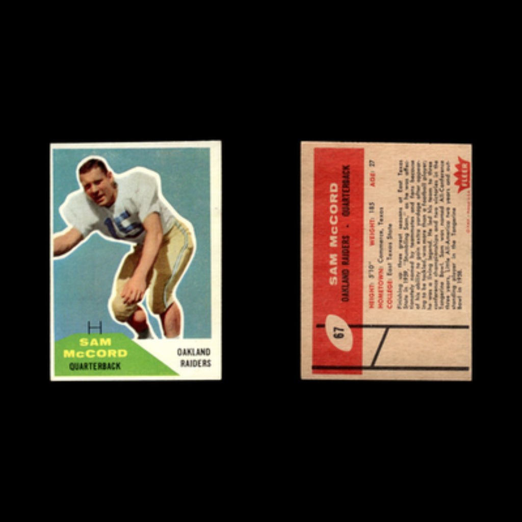 Sam McCord #67 1960 Fleer Oakland Raiders Football Card NFL NM