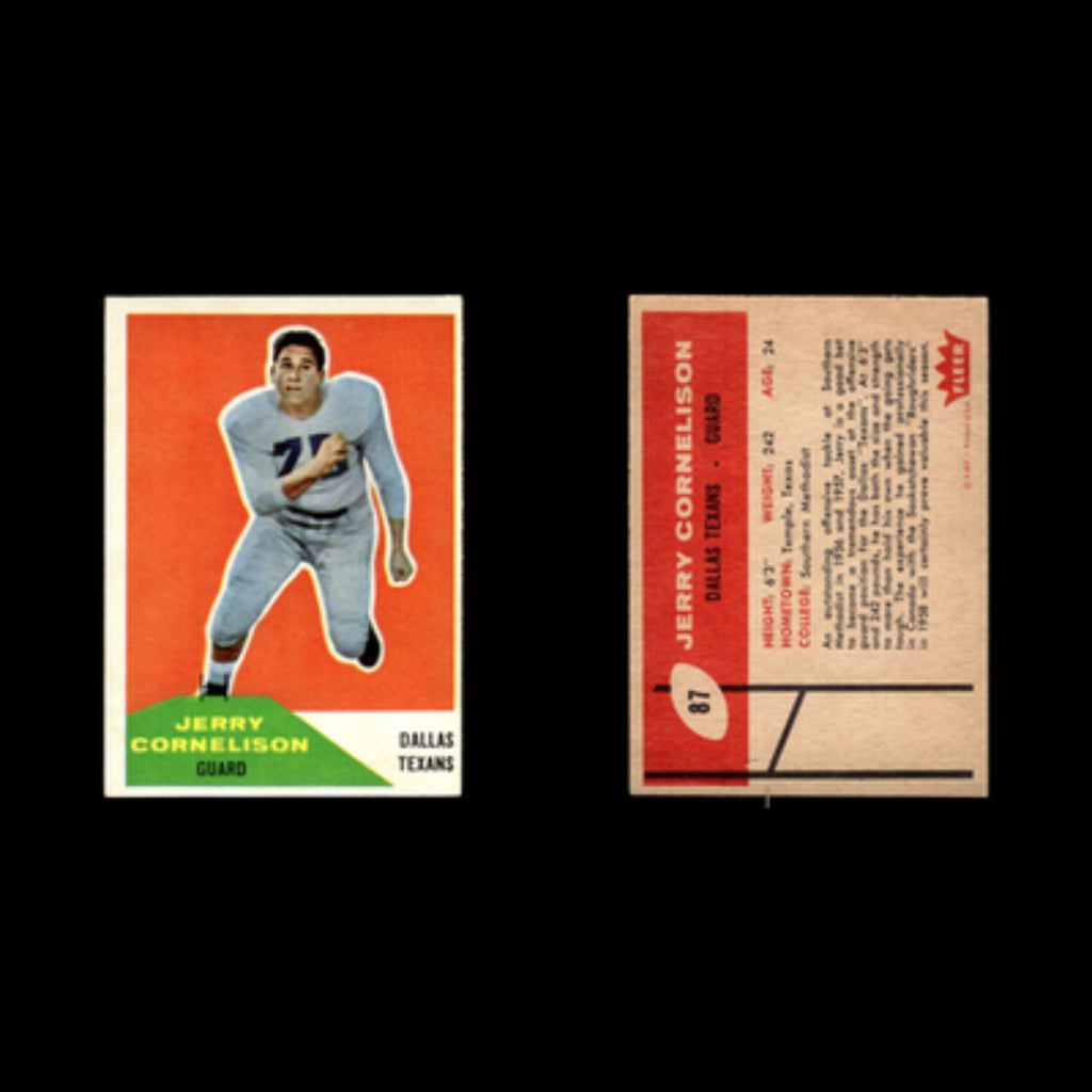 Jerry Cornelison #87 1960 Fleer Dallas Texans Football Card NFL NM