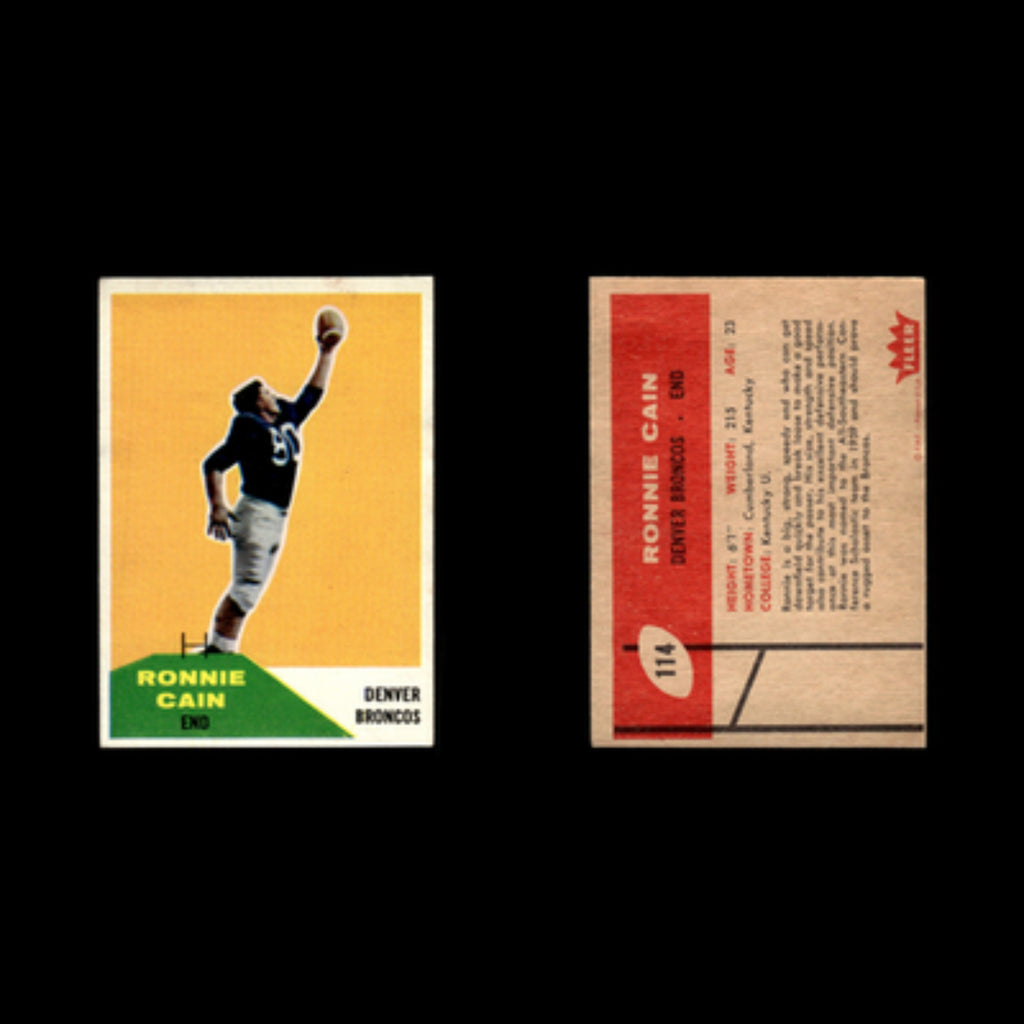 Ronnie Cain #114 1960 Fleer Denver Broncos Football Card NFL NM