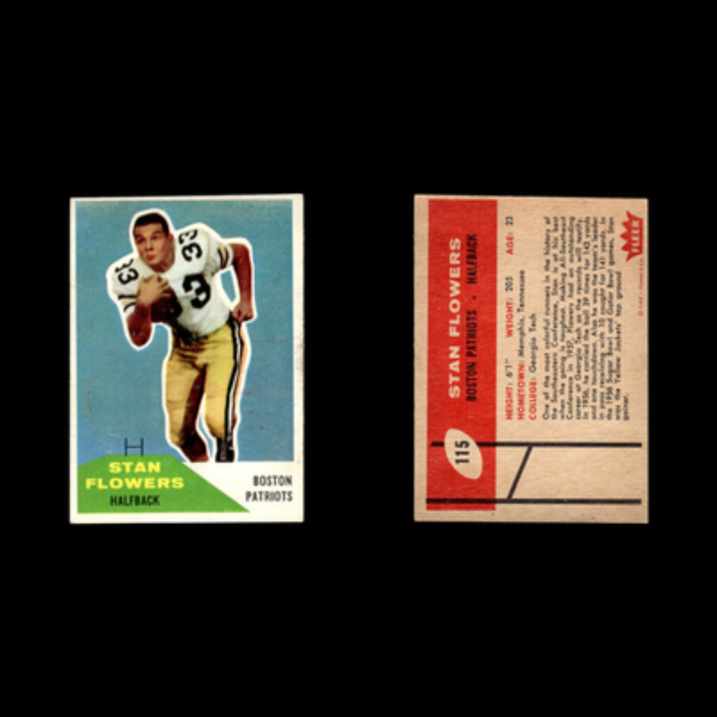 Stan Flowers #115 1960 Fleer Boston Patriots Football Card NFL EX