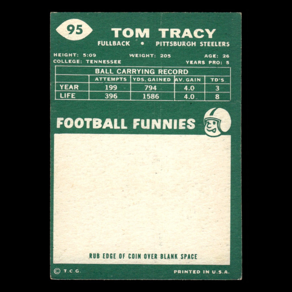 Tom Tracy #95 1960 Topps Pittsburgh Steelers Football Card NFL EX