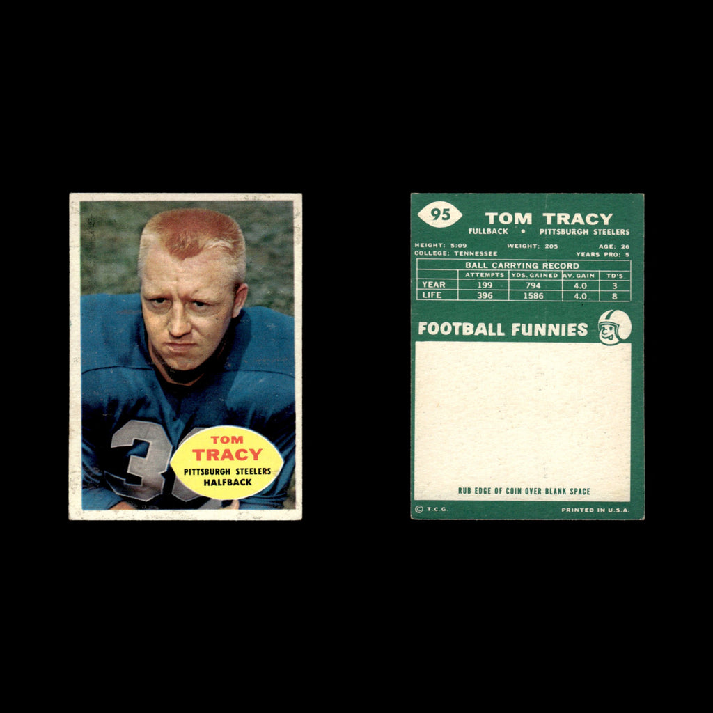 Tom Tracy #95 1960 Topps Pittsburgh Steelers Football Card NFL EX