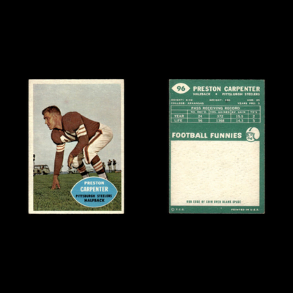 Preston Carpenter #96 1960 Topps Pittsburgh Steelers Football Card NFL EX
