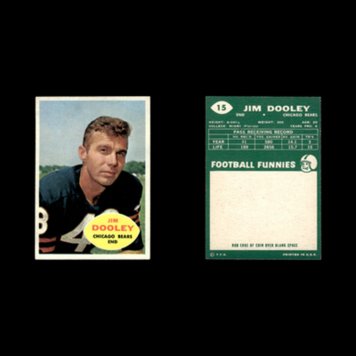 Jim Dooley #15 1960 Topps Chicago Bears Football Card NFL EX