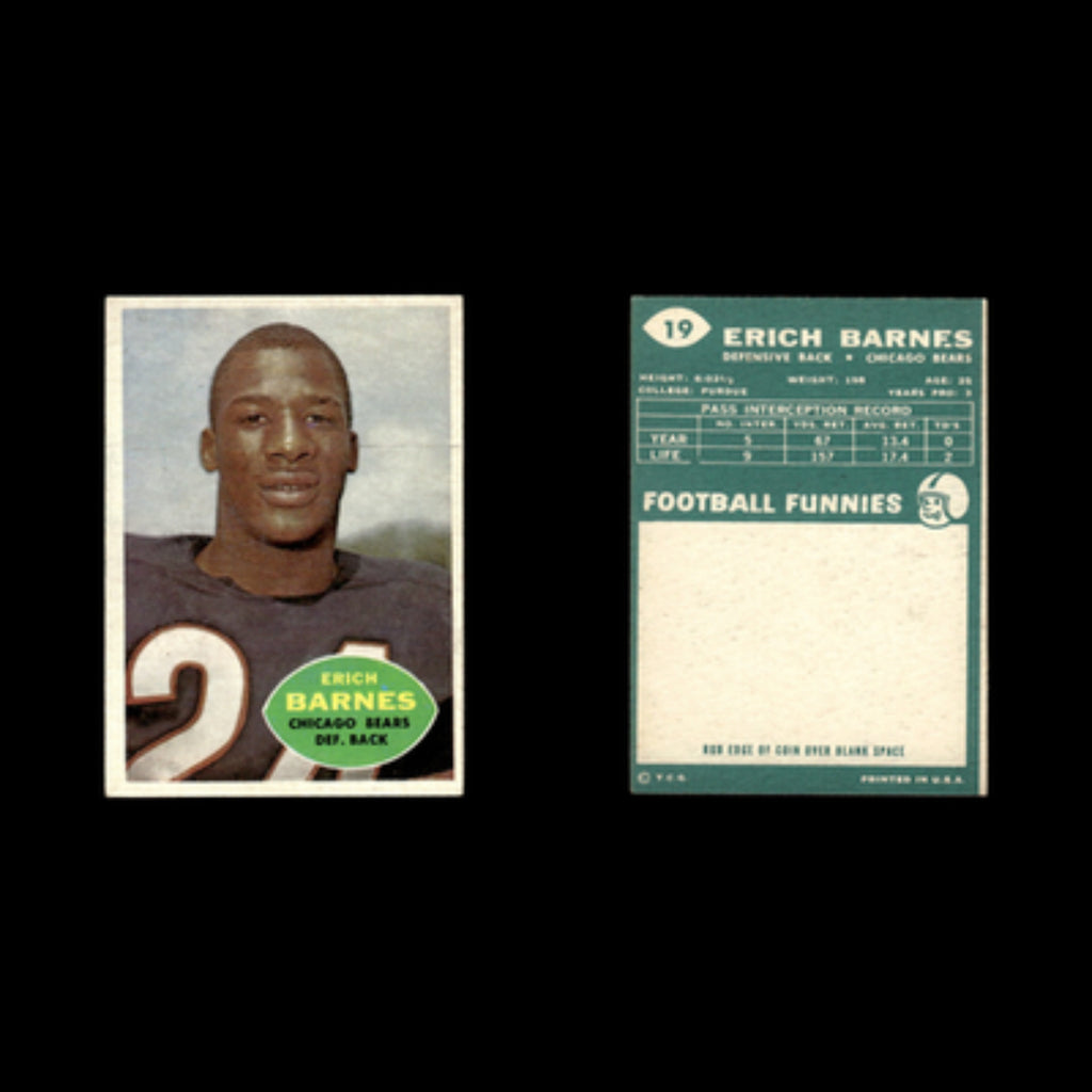 Erich Barnes #19 1960 Topps Chicago Bears Football Card NFL EX