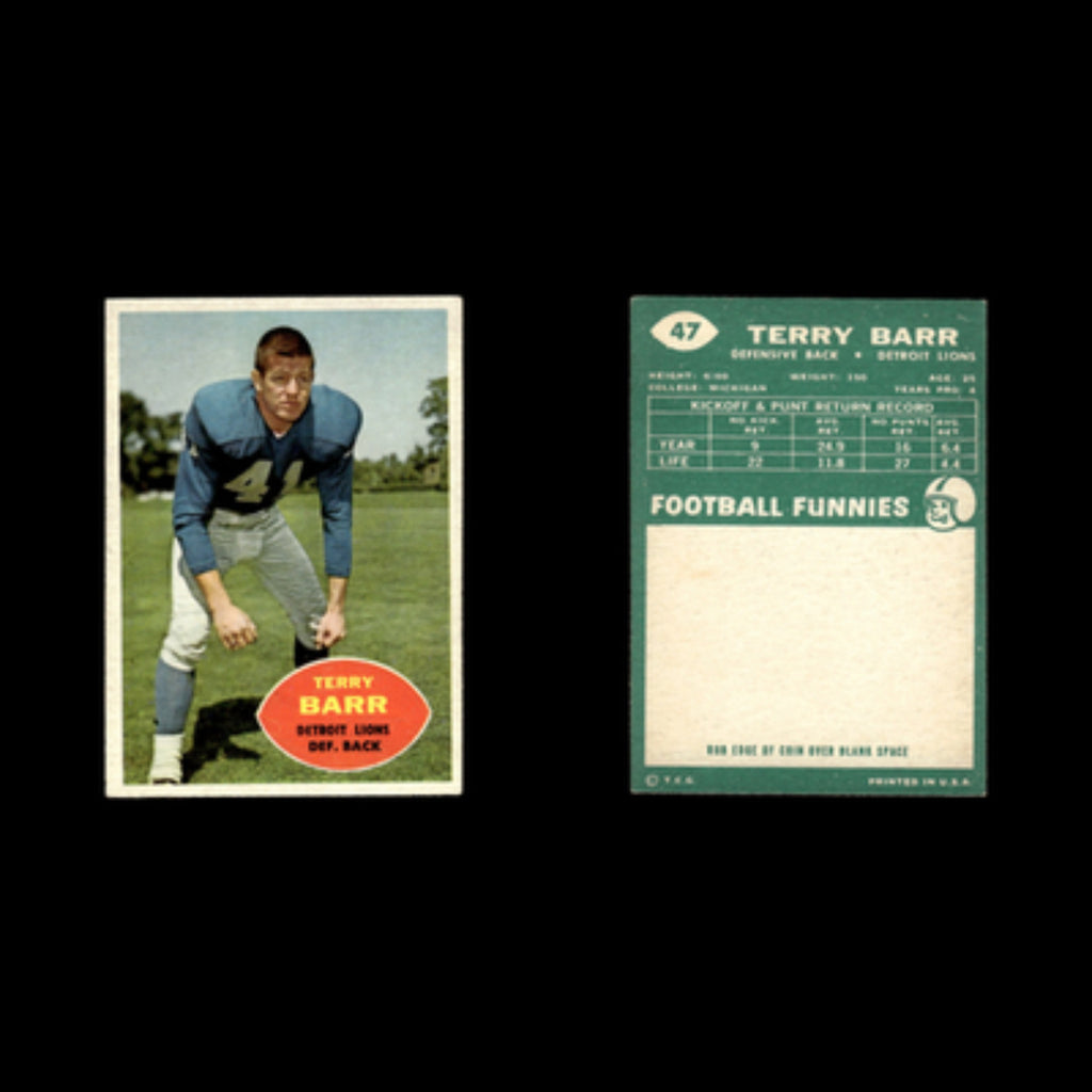 Terry Barr #47 1960 Topps Detroit Lions Football Card NFL EX
