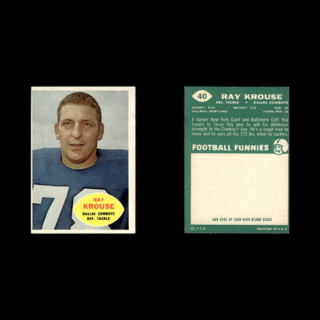 Ray Krouse #40 1960 Topps Dallas Cowboys Football Card NFL EX
