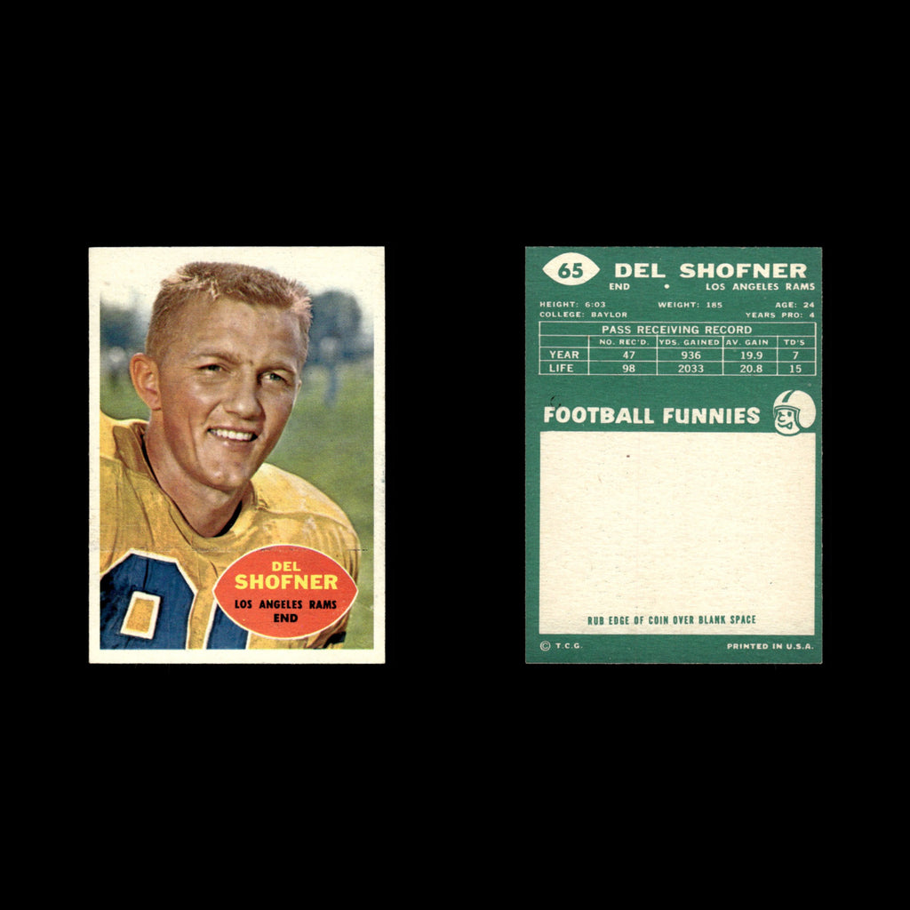 Del Shofner #65 1960 Topps Los Angeles Rams Football Card NFL EX