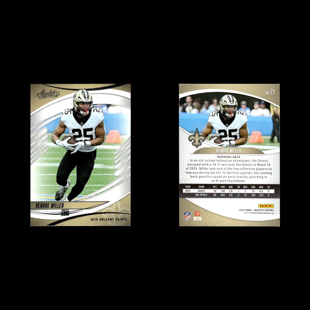 Kendre Miller #71 2025 Panini Absolute New Orleans Saints Football Card NFL NM